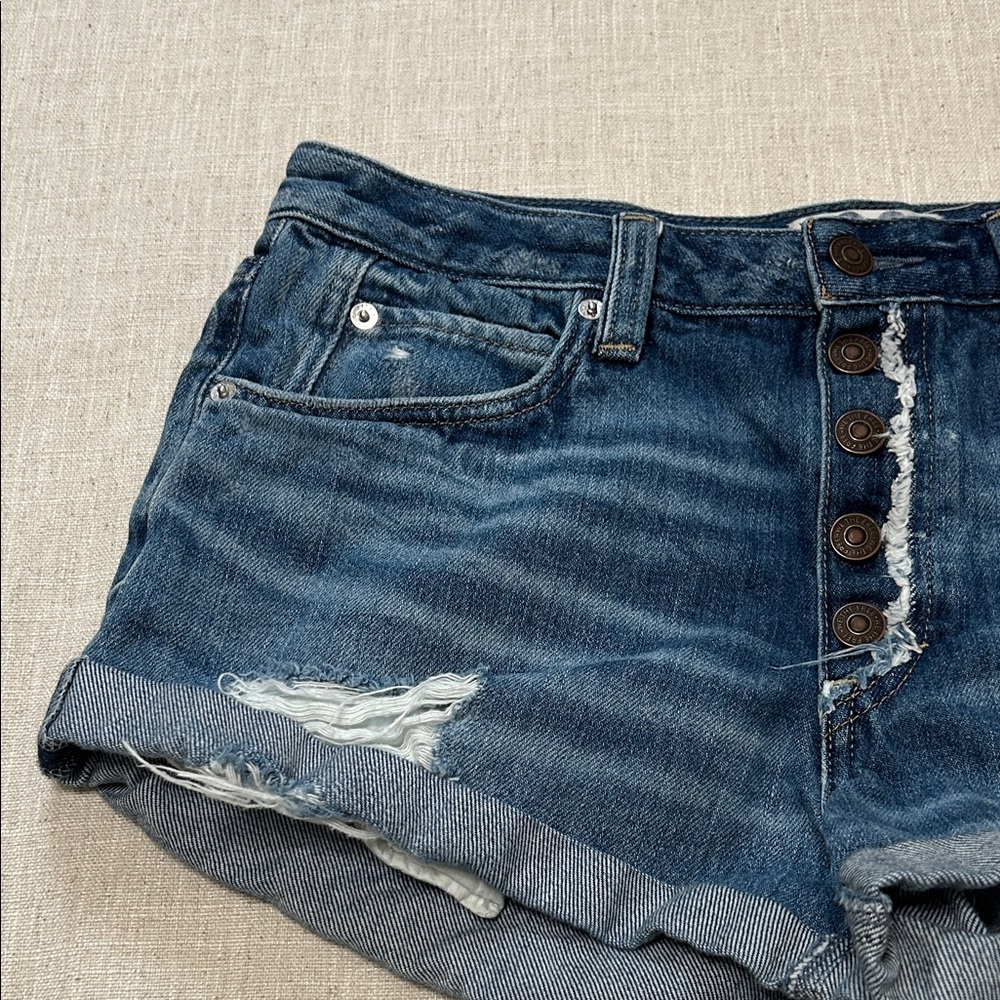 We The Free Shorts Women’s 30 Blue Distressed Button-fly Denim Hippie - Picture 9 of 11